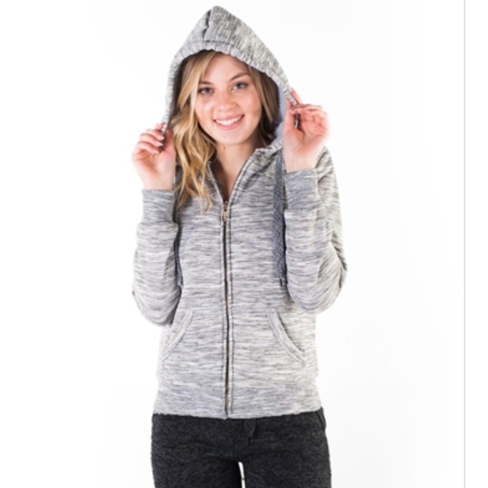 🌻3/$20 Mossimo Space Dye Gray Fleece Lined Zip Up Hoodie Sweatshirt, Size S
